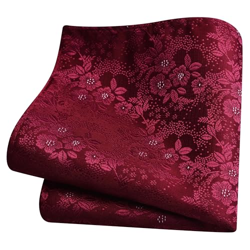 Image of GUSLESON 3.15 inch（8cm） Mens Floral Tie and Lapel Pin Necktie Hankerchief Cufflinks Set for Men