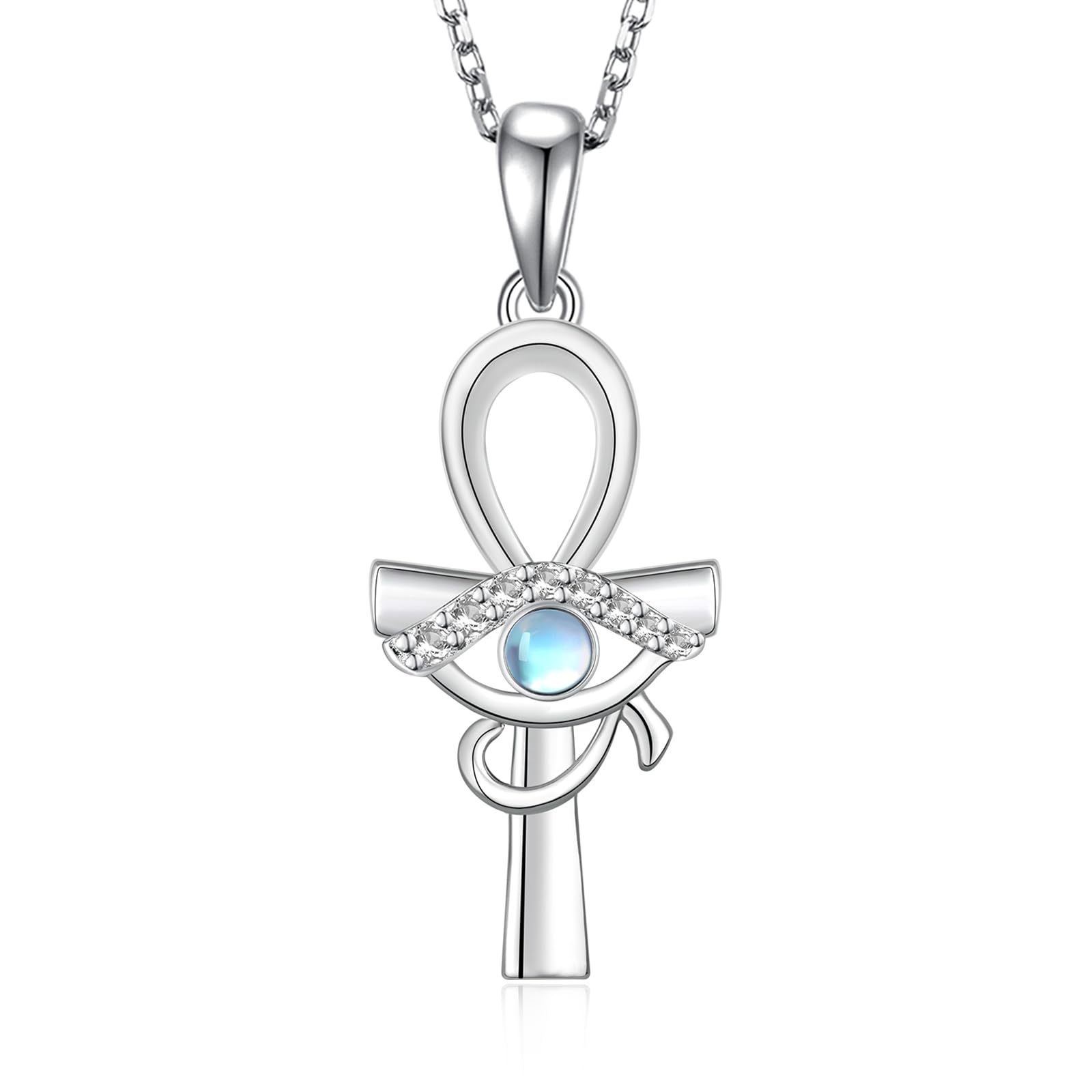 qielizhu Ankh Necklace 925 Sterling Silver Eye of Horus Necklace Ancient Egyptian Jewelry Ankh Jewelry Gifts for Women
