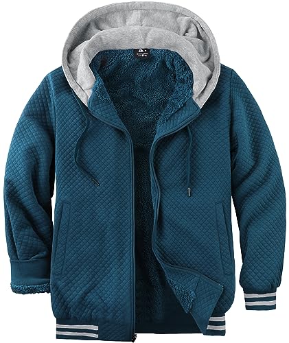 Image of GEEK LIGHTING Mens Fleece Lined Hoodies Zip Up Waffle Knit Thicken Hooded Sweatshirts Winter Jackets