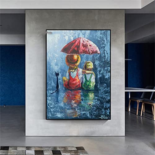 Peinture à l'huile moderne deux enfants pour sublimer votre décoration de salon