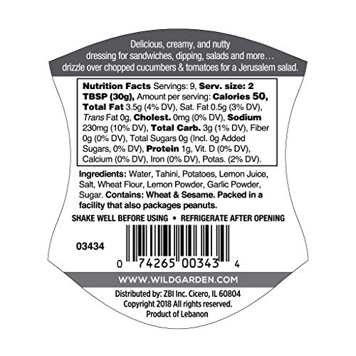 Wild Garden Easy Squeeze, Traditional Tahini, Great on falafel, sandwiches, salads, and S'mores! 9.9 oz Pack of 6