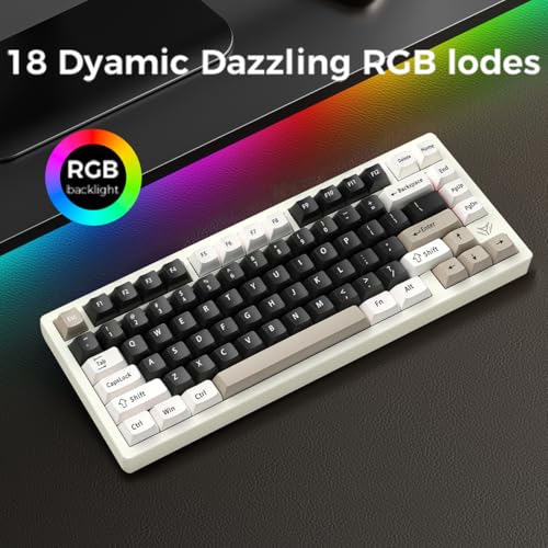 Image of MK INKY75 CNC Aluminum Mechanical Keyboard Triple-Mode Connectivity Gaming Keyboard, 75% Layout Mechanical Keyboard,with Superior Acoustics, Creamy Sounding, RGB /HMX /4000mAh(Light Beige)