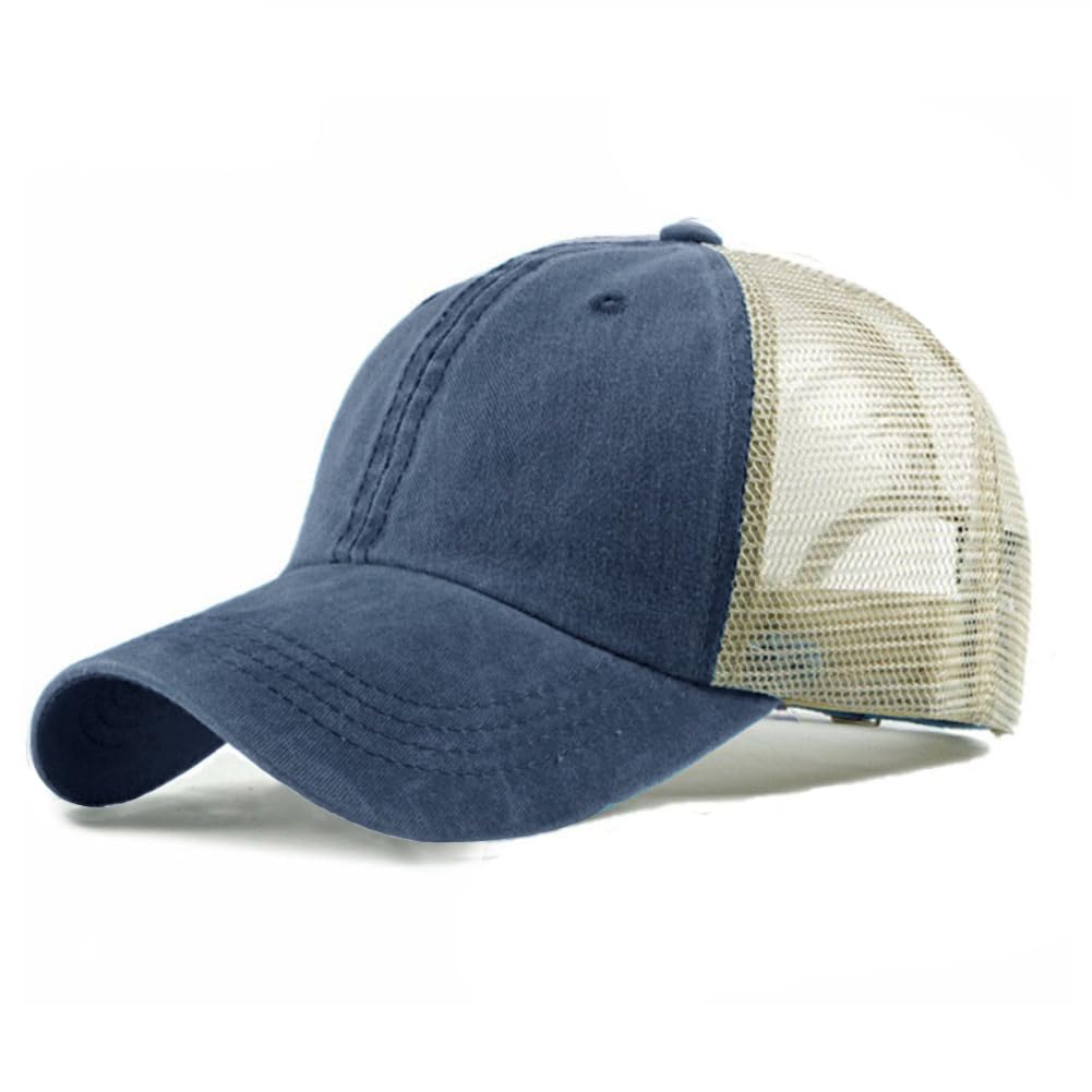 Gorra de béisbol vintage lavada de malla ajustable desgastada para hombres y mujeres, sombreros de sol, playa, deportes al aire libre