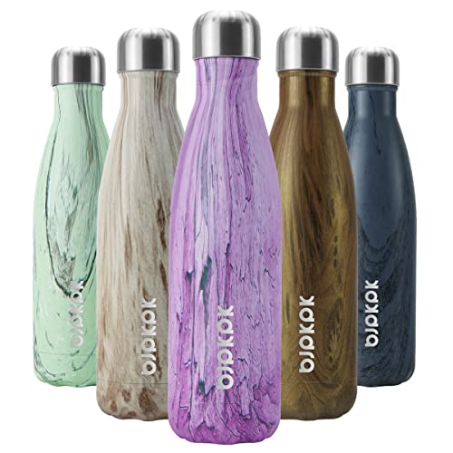 Image of BJPKPK Pink Wood Graphics Stainless Steel Water Bottles,17 oz Metal Insulated Water Bottle, Reusable