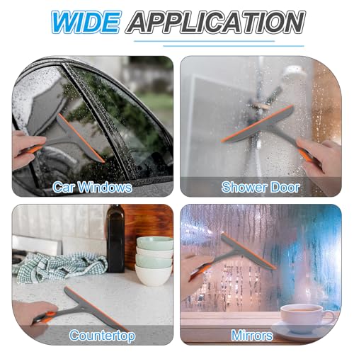Image of PATIKIL 10 Inch Shower Squeegee for Glass Doors, 2PCS All-Purpose Shower Squeegee for Tile Shower Walls Window Car Windshield, Light Grey