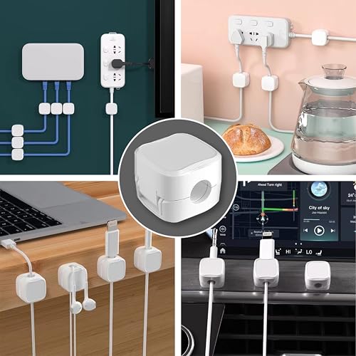 Organizador Magnético de Cables para Electrodomésticos y Mesita de Noche - Paquete de 12 Clips Adhesivos para Cables, Organizador para Cargadores de Teléfono bajo el Escritorio, Oficina en Casa y Auto miniatura 6