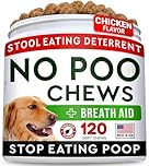 No Poo Treats - No Poop Eating for Dogs - Coprophagia Stool Eating Deterrent & Prevention – Stop Eating Poop for Dogs - Probiotics & Digestive Enzymes - Digestive Health & Immune Support - 120 Ct