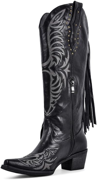 Cowboy Boots Women - Comfortable Chunky Heel