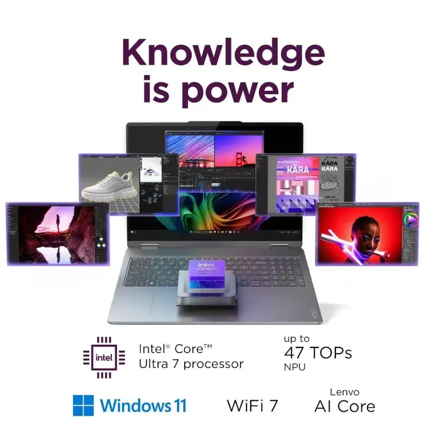 Image of Lenovo Yoga 7i 2-in-1 AI Copilot+ Laptop, 16 inch 2K LCD Touchscreen, Intel Ultra 7 256V(>i9-13900H), 16GB LPDDR5X RAM, 2TB SSD, Backlit KB, Wi-Fi 7, BT 5.4, Thunderbolt 4, w /Stylus, Win11 PRO