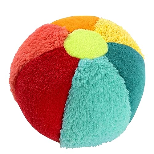 Fehn Rasselball bunt - Greif-Spielball mit Materialmix & Rassel zum Werfen, Greifen, Rollen - Greifball für die Förderung der Motorik - Stoff Ball Babyspielzeug für Babys & Kleinkinder ab 0+ Monaten