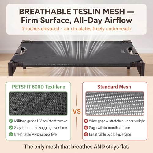 Image of Petsfit 48 Inch Elevated Dog Bed for Large Dogs, Patented Anti-Sag Cot
