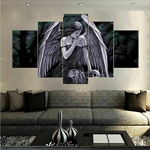 Toile intissée Angel Woman 5 pièces pour habiller un grand mur vide de salon