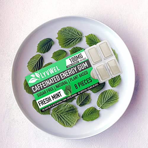 Image of LyvWel Energy Gum | 100mg Caffeine per gem | All Natural | Sugar-Free Pre-Workout Boost: Your Essential Energy Supplement to Stay Awake- 3 Pack (Mint)