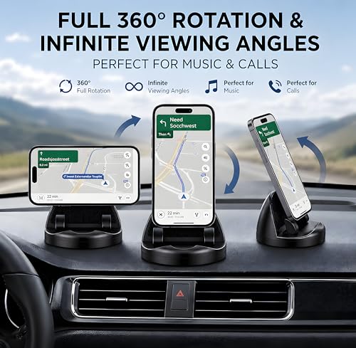 Image of 360 Rotatable Car Dashboard Mobile Holder with Parking Number Plate | Anti-Slip Silicone Phone Stand for Car Dashboard | Mobile Mount for Car, Office & Home | Portrait & Landscape View