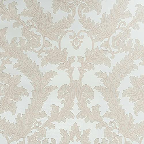SOPHIE LAURENCE Modern Glitter Baroque Floral Damask Heavyweight Vinyl Wallpaper Blush