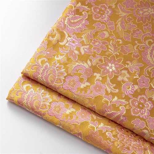 Generic Tejidos, Tejidos de Brocado, Tejidos de Seda, Ropa de Mujer, Sofás, Bolsitas, Tejidos Tang/Naranja/0,75 * 1 M