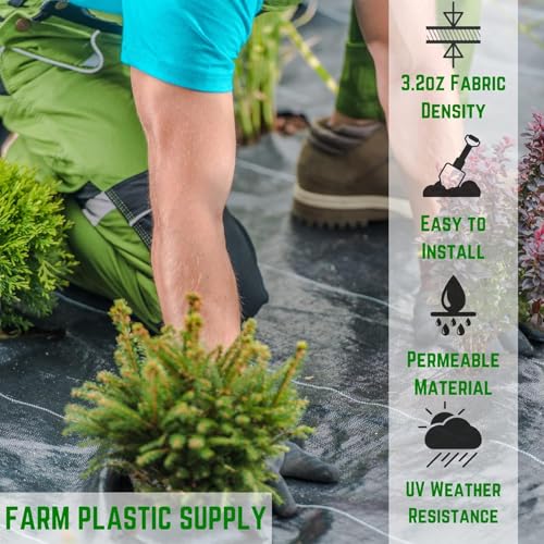Farm Plastic Supply - 3.2oz Premium Landscape Fabric Heavy Duty - (3\' x 300\') - Commercial Grade Landscape Fabric, Ground Cover for Gardening, Farming, Agriculture - Thumbnail 2