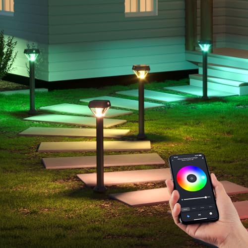 XMCOSY+ Solar Pathway Lights with Motion Sensor, Smart Landscape Lights with Bluetooth App Control...