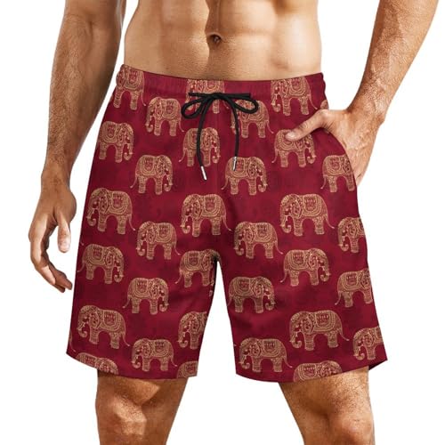 New Elephant Print Shorts Mens Compression Liner Short Pants Sweatd Shorts Quick Dry Stretch Trunks Hawaii