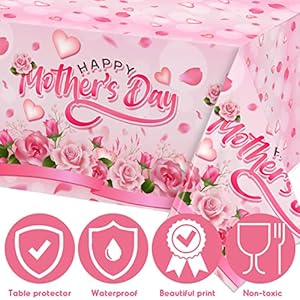 Happy Mothers Day Decorations Tablecloth 4 Pack Large Rectangle Pink Rose Mothers Day Table Covers for Mothers Day Outdoor Party Disposable Waterproof Plastic Tablecloth Happy Mothers Day Decorations Tablecloth 4 Pack Large Rectangle Pink Rose Mothers Day Table Covers for Mothers Day Outdoor Party Disposable Waterproof Plastic Tablecloth