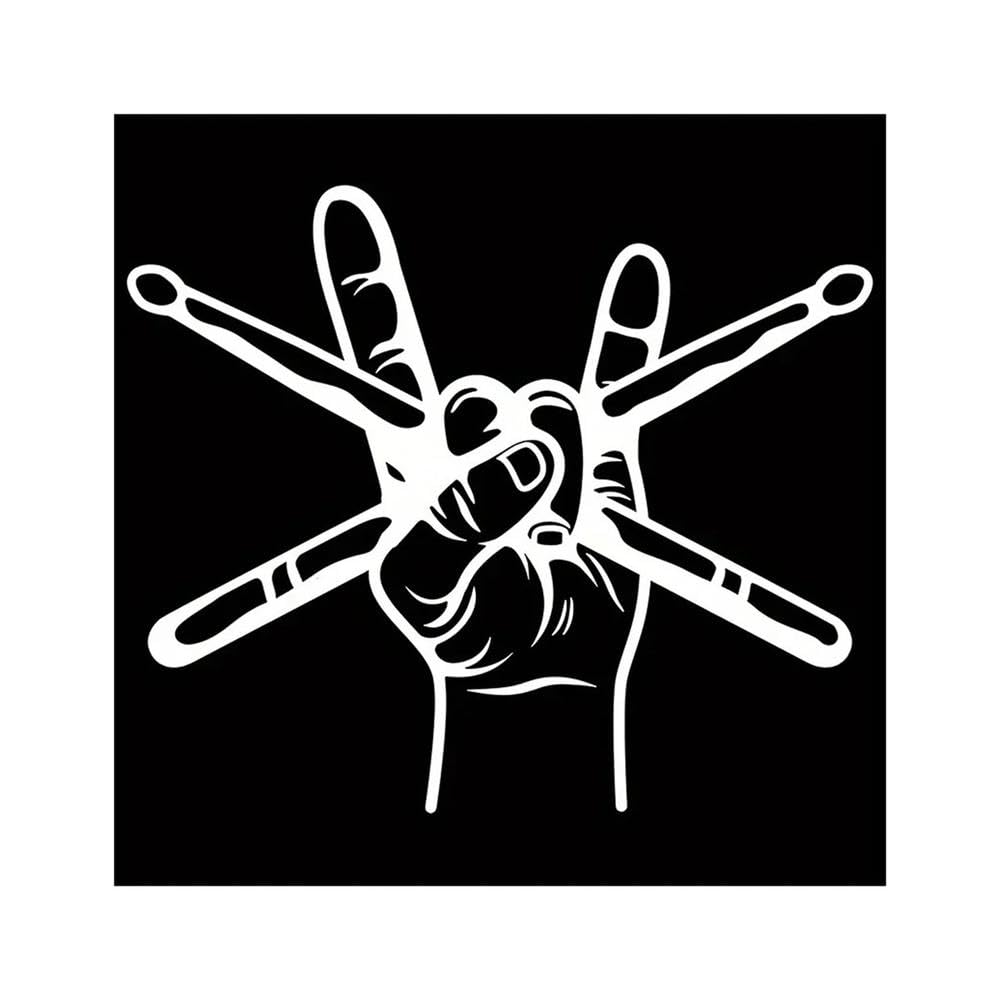 Vibrant Drummer Vinyl Car Sticker Waterproof Bumper Proof for Your Laptop Window(White,15cm)