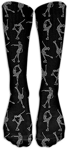 Omosa Ice Skating I Love Figure Skating Stockings Long Tube Socks, Classics Knee High Socks Sports Socks for Women Men