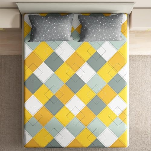 Image of Wakefit Fitted 144TC 100% Cotton Printed Bedsheet, Mario King Size (72x70 Inches / 1.8mx1.8m) with 2 Pillow Covers Free
