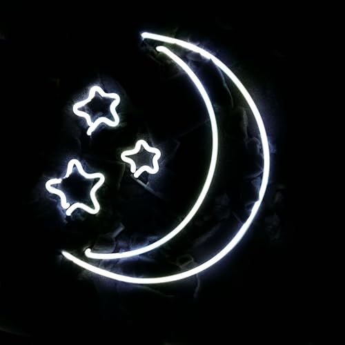 MOON AND STARS - Letrero de neón de cerveza de 15 x 15 pulgadas para el hogar, dormitorio, pub, hotel, playa, sala de juegos, decoración de garaje,