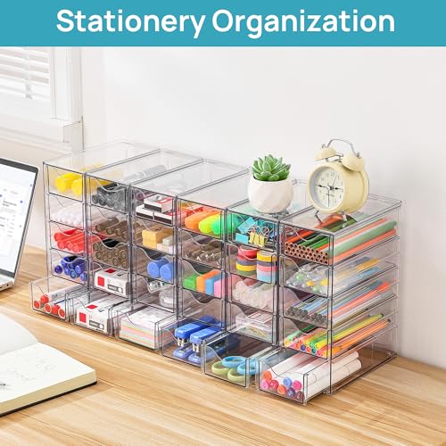 Image of Vtopmart Acrylic Organizer with 30 Drawers, Desk Organizers and Accessories, Clear Makeup Organization, Dustproof Storage Drawers for Office Art Craft Supplies