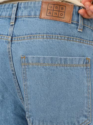 Image of Urbano Fashion Men's Loose Mid Rise Baggy Fit Cargo Carpenter Jeans with 6 Pockets Non-Stretchable