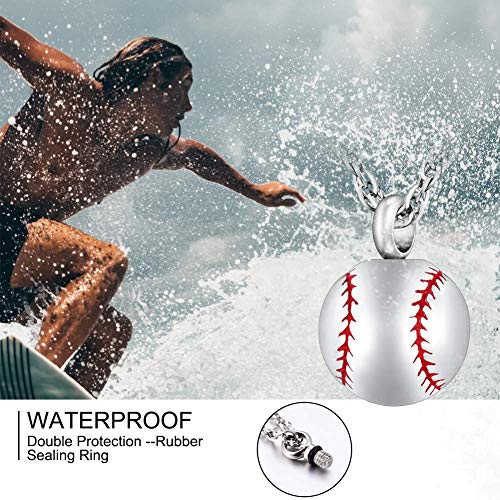 abooxiu Baseball Urn Necklace for Ash Stainless Steel Cremation Jewelry Memorial Pendant Keepsake Human Ashes Holder Women Men4