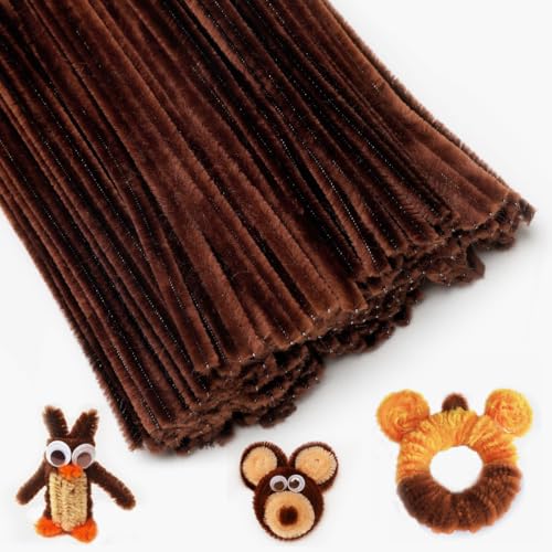 IOOLEEM Dark Brown Pipe Cleaners Chenille Stems for DIY Crafts and Party Decors Art and Craft Supplies.