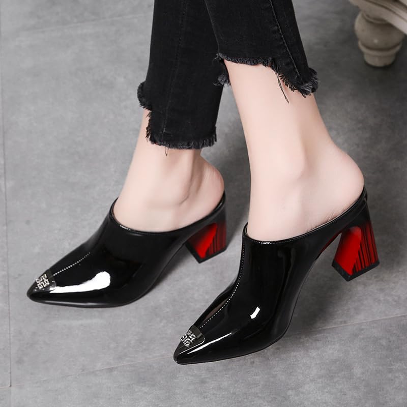 Emo Low Block Heels for Women Pointed Toe Mules Bridal Wedding Parties Beach Cruise Cute Rave Y2K Kawaii Elegant Dressy Fashion Trendy Pumps Work Office Sandals Spring Summer Fall Outdoors2