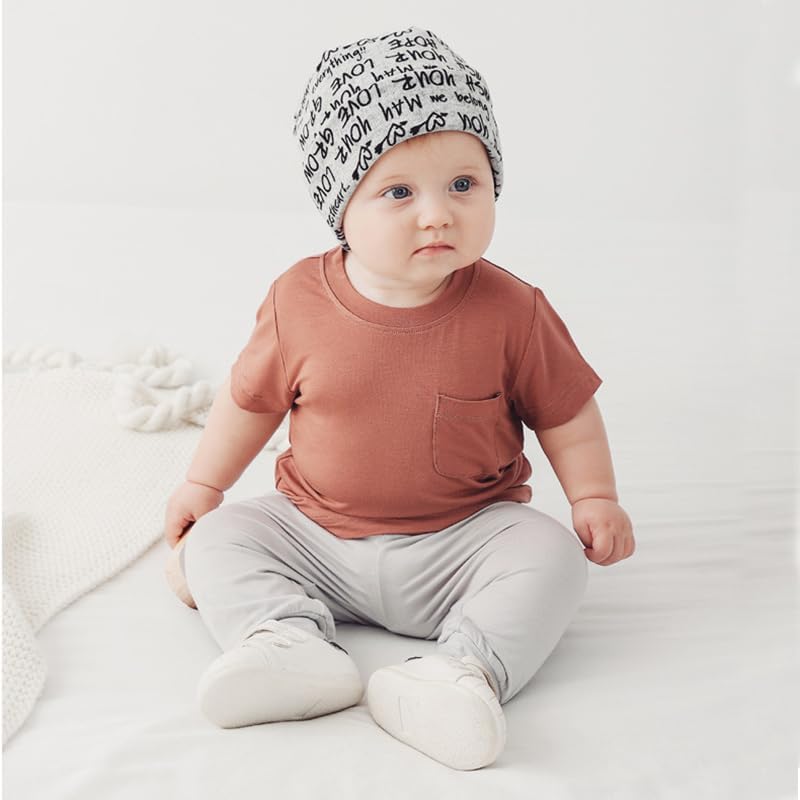 MYGBCPJS Toddler Boys Girls 2Pcs Bamboo Viscose Tshirt with Pocket Infant Baby Solid Short Sleeve Crewneck Tee Shirt T-shirt - Image 2