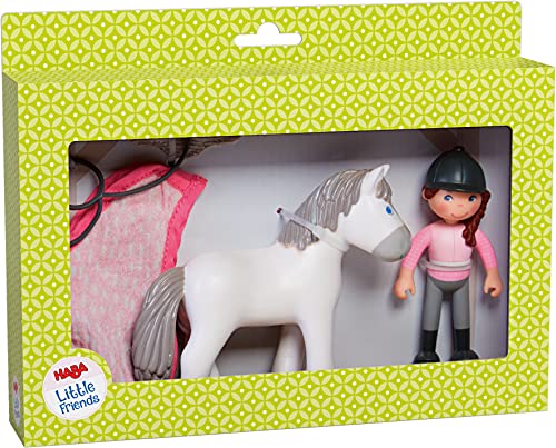 HABA 306168 - Little Friends Reiterin Sanya und Pferd Saphira, Biegepuppen & Tiere ab 3 Jahren, Pink, Grau – Ansicht 5