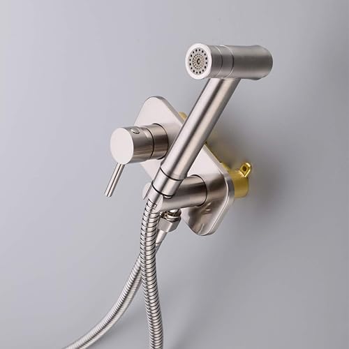 Miniatura 2 de TRUSTMI Juego de rociador de bidé oculto para inodoro, agua fría y caliente, en níquel cepillado