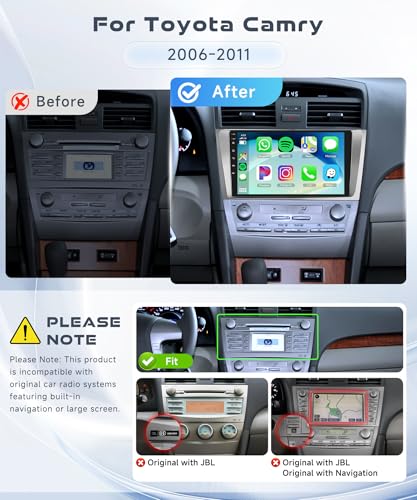 Image of 4G+64G Car Radio Stereo for Toyota Camry 2006-2011, Wireless CarPlay Android Auto 9 Inch IPS Touch Screen Android 13 GPS Head Unit WiFi Bluetooth DSP Audio USB Dual Mic HD Rear Camera