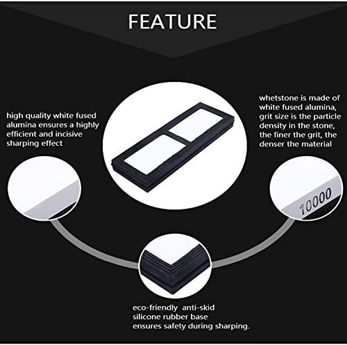 10000 Grit Kitchen Knife Sharpener, White Corundum Whetstone for Straight Razors, Double,Sided Whetstone Sharpener
