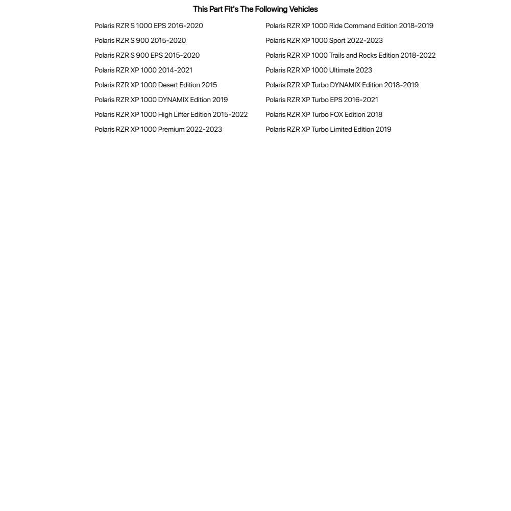 Tusk Zipperless Upper Doors w/Threaded Snaps For POLARIS RZR XP 1000 2014-2021