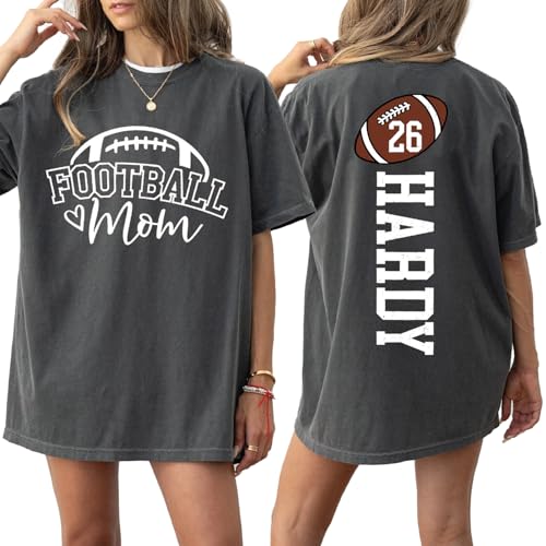 NAZENTI Custom Football Mom Shirt, Personalized Senior Shirts with Name, Cheer T-Shirt, Gift for Sport Day
