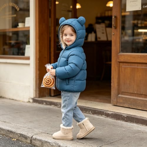 Image of BFUSTYLE Baby Toddler Coats Boys Girls Bear Ear Hooded Puffer Jackets 6M-5T