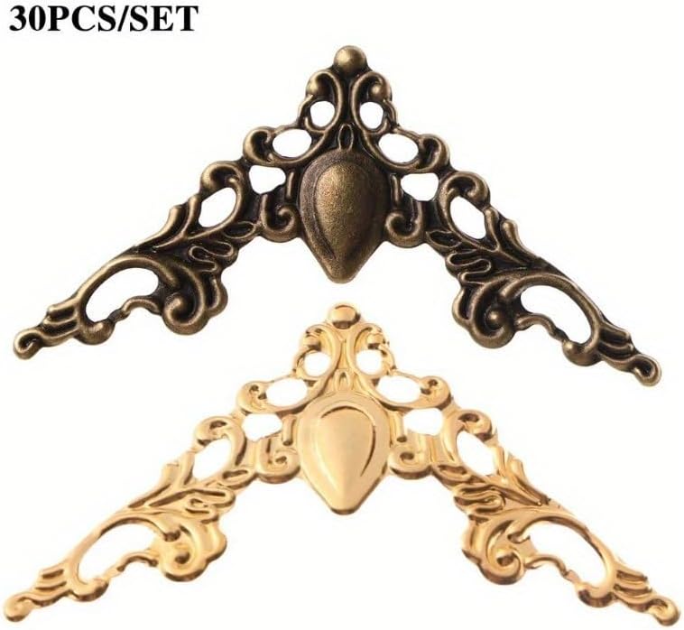 30pcs Metal Corner Brackets Bronze Color 40mm Corner Brackets for Photo Frame Furniture Protector Decorative (Silver,60pcs/lot)