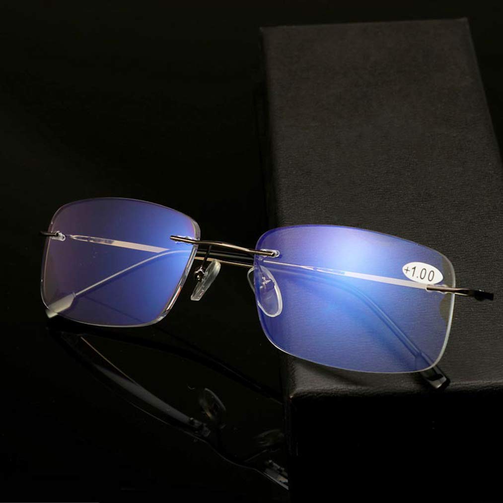 Rahmenlose progressive Mehrfokus-Lesebrille mit Blaulicht-Filterlinse Fern und Nah Dua Verwenden Sie Brillen mit großer Sichtweite und Strahlenschutzbrille
