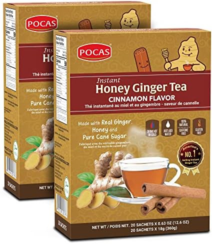Pocas Honey Ginger Tea, Cinnamon, 18 Grams, 20 Bags (Pack of 2)