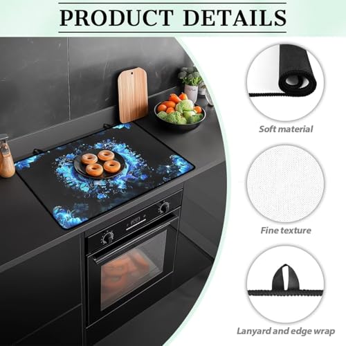 Image of Dolphin Heart Stove Cover 30 inchx21 inch Heat Resistant Multi-Functional Counter Protector Non-slip Waterproof Mat for Glass Stovetop Protector Easy to Clean