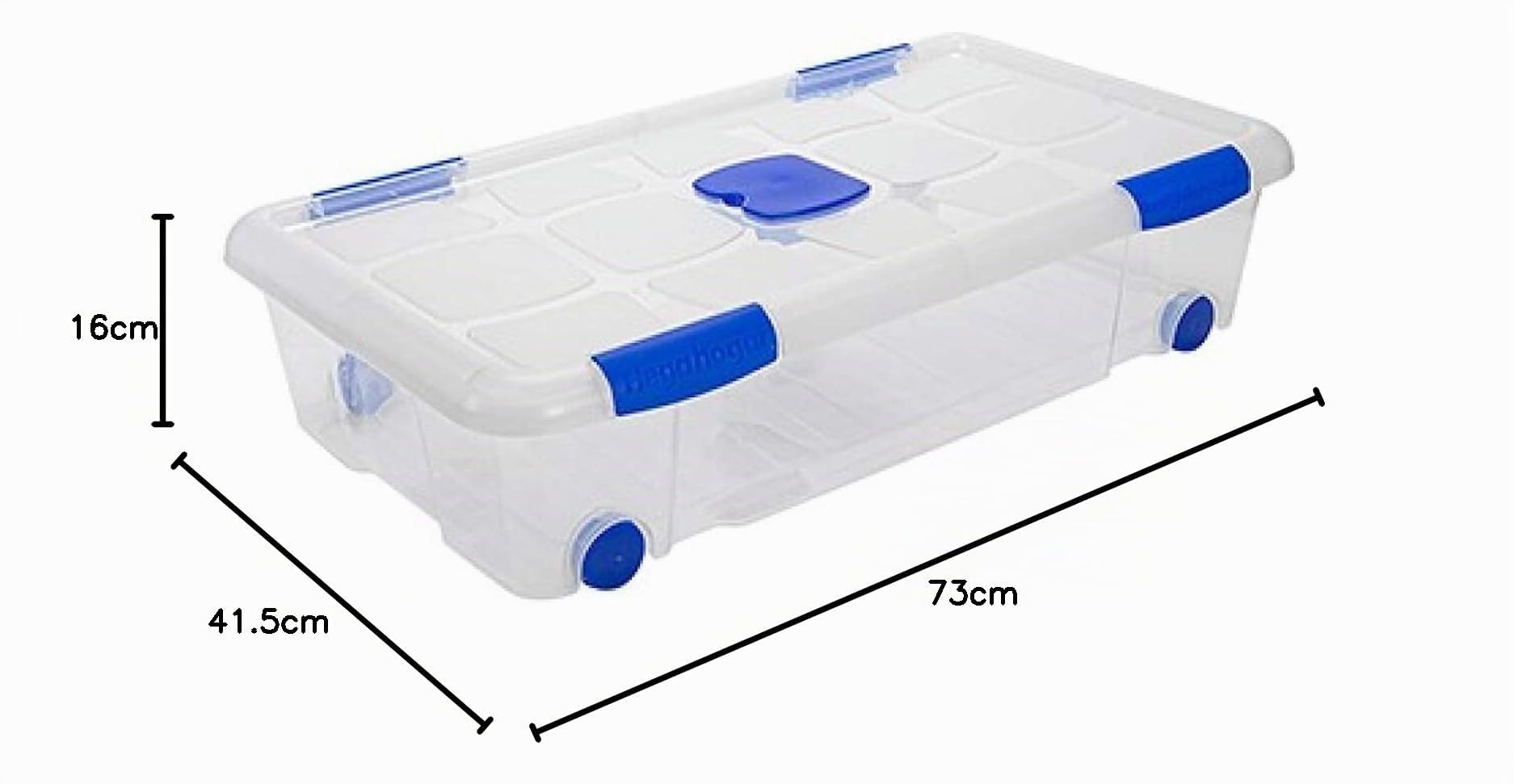 Tradineur - Pack de 6 Cajas de almacenaje, de 17 x 73 x 41,5 cm, nº 11, con capacidad de 30 litros, con tapa y ruedas, para organización del hogar, baúl organizador (17 x 73 x 41,5 cm, Pack de 6)