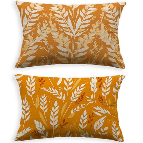 Housse de Coussin 50x70cm Velours Orange Rectangulaire avec Fermeture Eclair Invisible