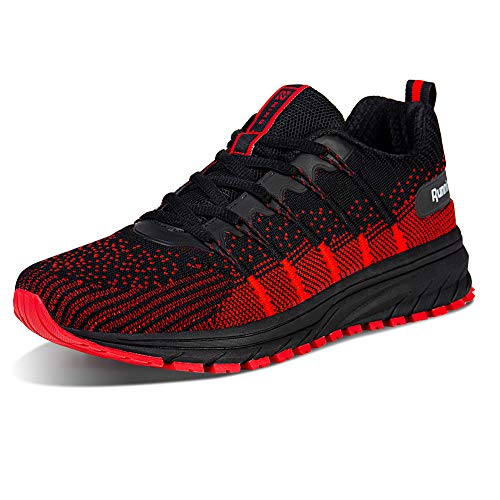 WateLves Chaussures de sport décontractées et tendance pour homme/femme pour course à pied/marche/jogging/gym en maille perméable à lair - - WTS Black Red, 40 2/3 EU