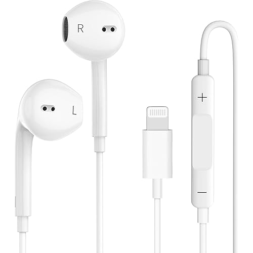 Wired Earphones for iPhone Earbuds with Lightning Connector Plug&Play Built-in Microphone & Remote Control Headsets Compatible with iPhone 14/13/12/11/XR/XS/X/8/SE/Pro/Pro Max Ear Buds Corded Headsets