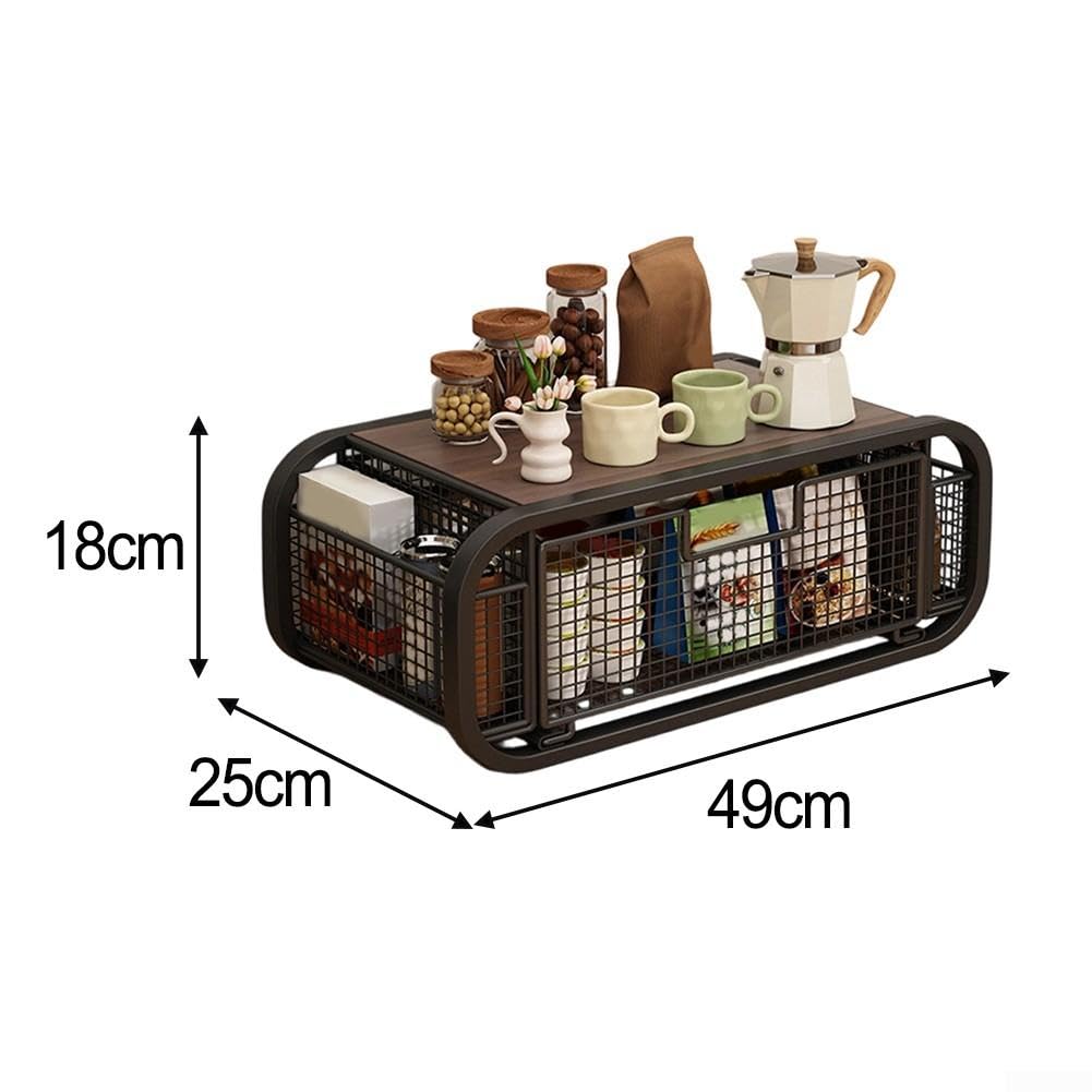 Scatola portaoggetti da cucina in stile cassetto, con ferro e legno